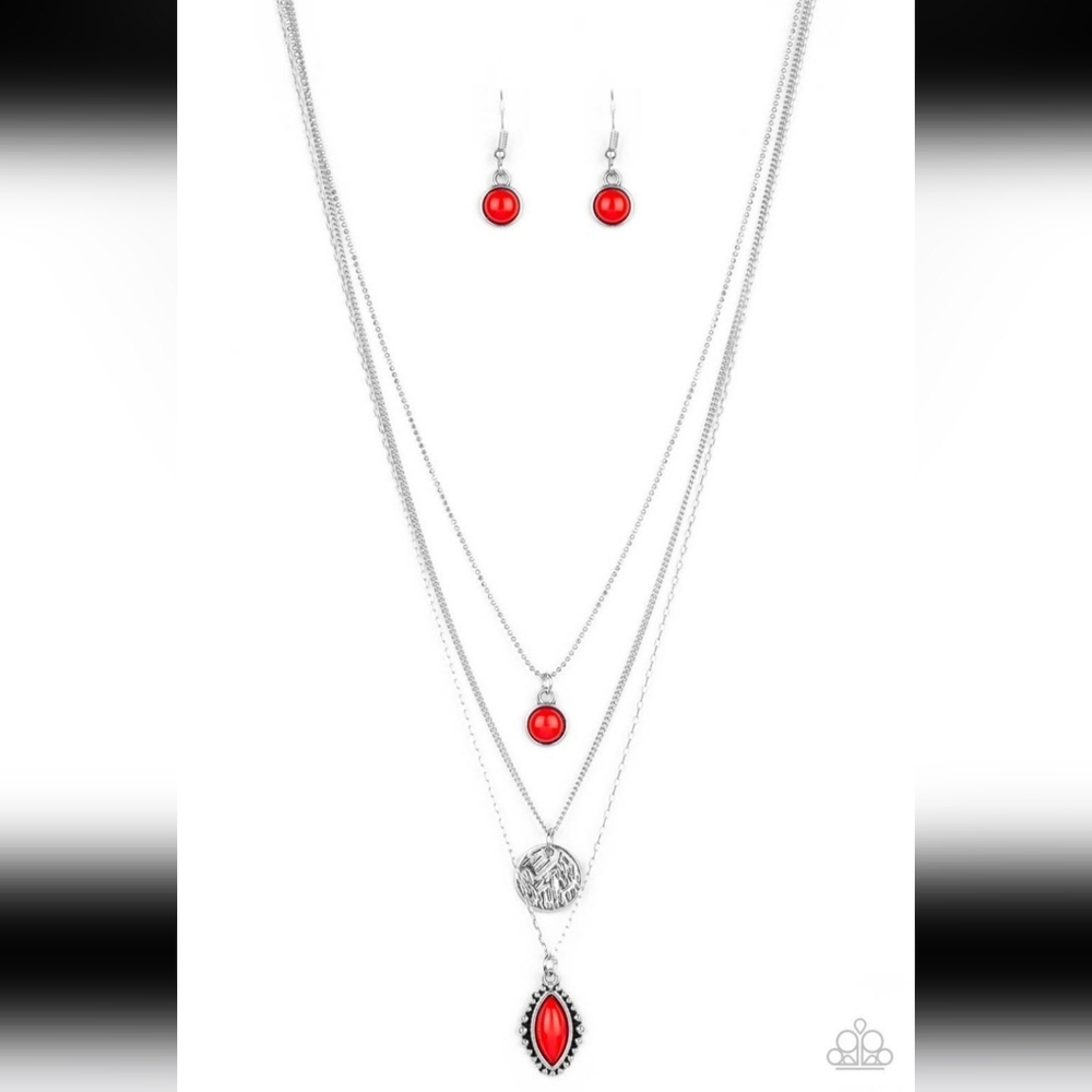 Tide Drifter Red Necklace Silver Chain Western Style Fashion Jewerly Paparazzi